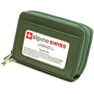 【預購Alpine Swiss】2017瑞士十迷你信用卡植物綠色拉鍊管理夾包-網(預購)