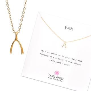 【Dogeared】許願骨 金色項鍊 Wishbone Necklace 18吋(祈願項鍊)
