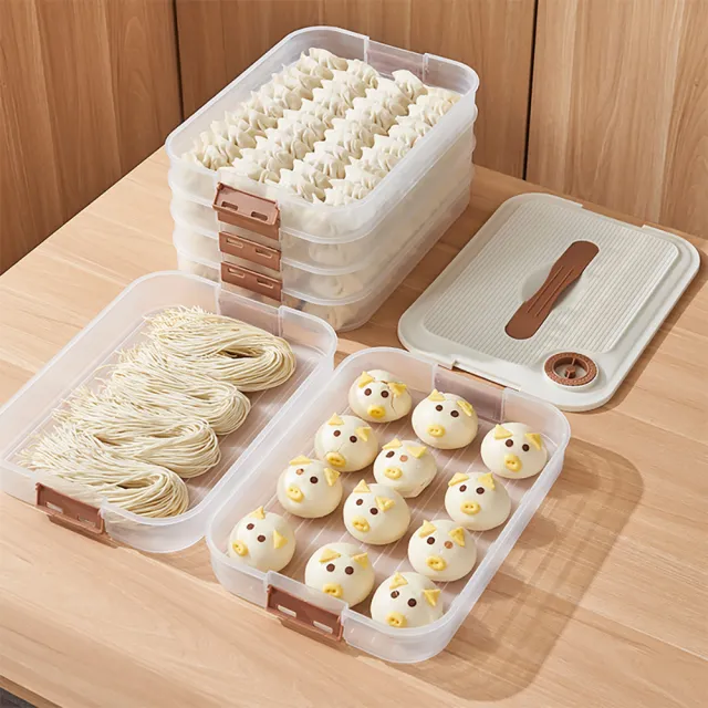 【Dagebeno荷生活】食品級PP材質可疊加水餃收納盒 可冷凍不易沾黏密封餃子保鮮盒(雙層款1入)