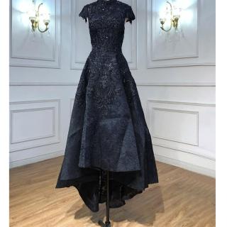 【女神婚紗禮服】高階新款大氣禮服裙平時可穿宴會晚禮服 LA70227 黑色短袖短款(敬酒服 主持人)