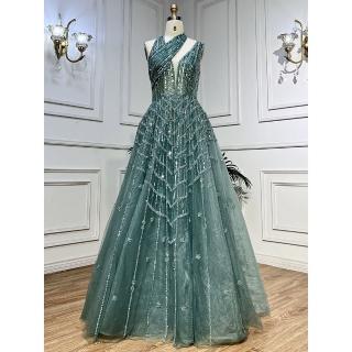 【女神婚紗禮服】高階掛脖女神氣質宴會晚禮服 LA71778 水綠色(敬酒服 表演禮服)