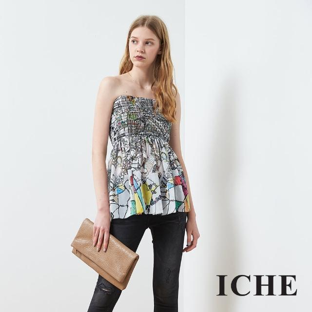【ICHE 衣哲】度假印花時尚平口造型上衣