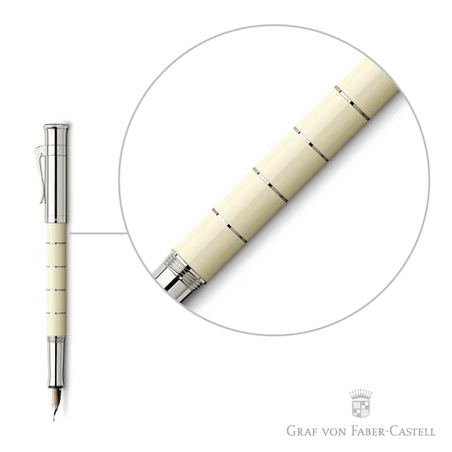 【GRAF VON FABER-CASTELL】象牙白金環 鋼筆(經典系列)