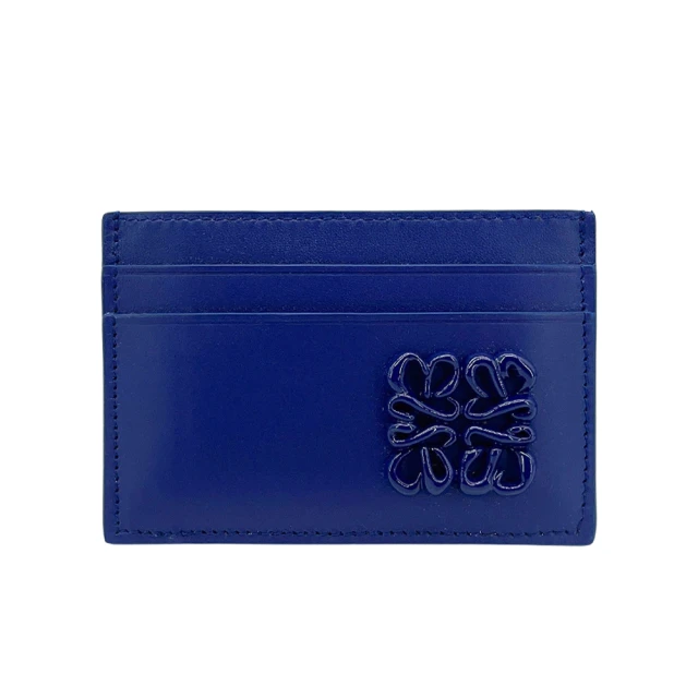 【LOEWE 羅威】Anagram 品牌logo牛皮四卡卡片夾(藍紫色)