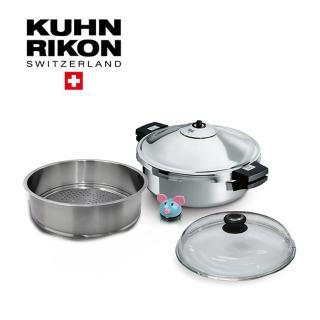 【瑞康屋Kuhn Rikon】瑞士壓力鍋5公升組合(送不鏽鋼加高蒸層+鍋蓋+計時器)