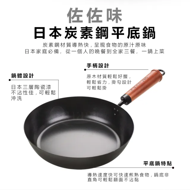 【Quasi】日式佐佐味碳鋼不沾平底鍋 20cm(適用電磁爐)