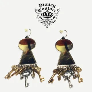 【DISNEY COUTURE 迪士尼】魔鏡夢遊 玫瑰花耳環 蘑菇森林鑰匙孔造型 鑰匙耳環(絕版品 售完不補)