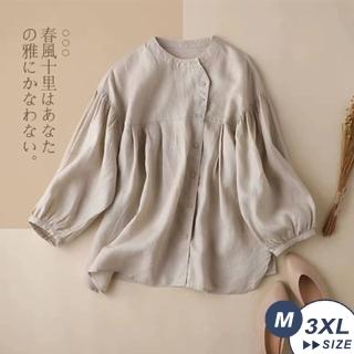【LANNI 藍尼】★純色燈籠袖寬鬆娃娃襯衫(春夏/翻領/長袖)