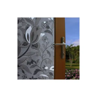 【半島良品】抗UV防曬無膠玻璃靜電貼-芙蓉花(防曬 遮陽 無膠)