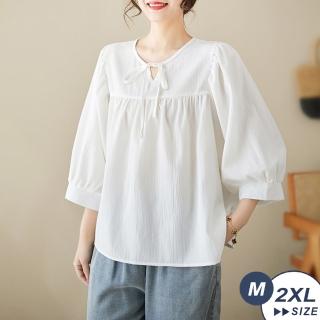 【LANNI 藍尼】★文藝洋氣遮肚寬鬆娃娃上衣(春夏/圓領/寬鬆)