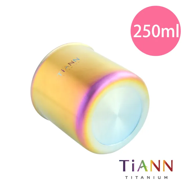 【TiANN 鈦安餐具】鈦杯 純鈦雙層 品茗杯 250ml(極光)