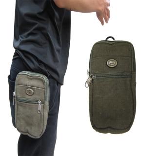 【SNOW.bagshop】腰包5.5吋手機二層二拉鍊主袋(外袋共四層隨身物防水帆布)