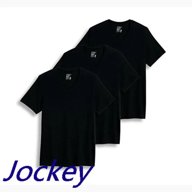 【預購Jockey】2017男創新V領短袖黑色ㄒ恤衫3件組-網(預購)