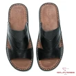 【CUMAR】舒適真皮 簡單大方氣墊涼拖鞋(黑色)