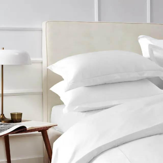 【皇室羽毛工房】300T精梳棉素色床包被套枕套四件式床組-雪花本白(加大)