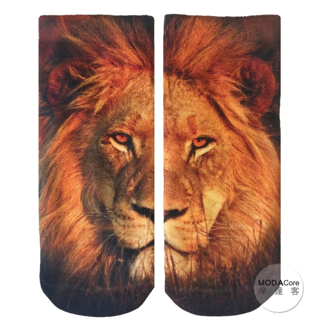 【摩達客】美國進口Living Royal獅子臉 短襪腳踝襪彈性襪動物圖案襪