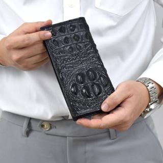 【men life】真皮長夾 鱷魚壓紋對折皮夾(長夾)