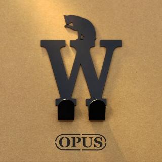 【OPUS東齊金工】歐式鐵藝壁飾掛勾/無痕掛鉤/掛衣架/廚房衛浴收納(HO-ca10-WB 當貓咪遇上字母W)