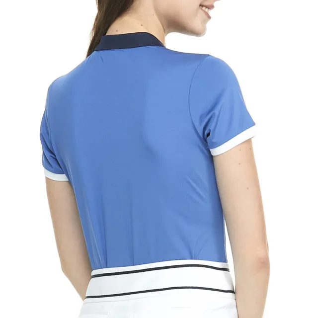 【PING】女款大菱格休閒短袖POLO衫-藍(吸濕排汗/抗UV/涼感/GOLF/高爾夫球衫/RA23102-56)