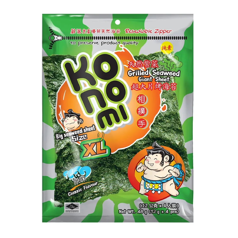 【KoNoMi相撲手】泰式海苔超大片烤海苔48g(原味/香辣海鮮)