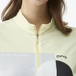 【PING】女款幾何立領短袖POLO衫-黃(吸濕排汗/抗UV/GOLF/高爾夫球衫/RA23119-33)