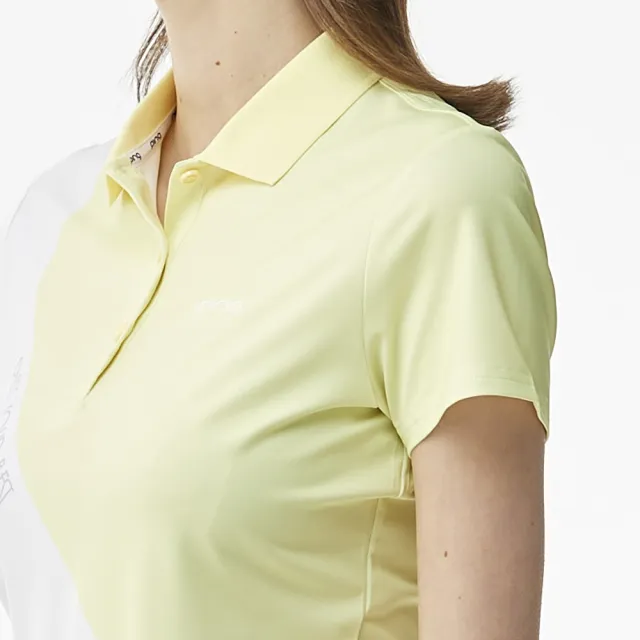【PING】女款拼色短袖POLO衫-黃(吸濕排汗/抗UV/GOLF/高爾夫球衫/RA23110-33)