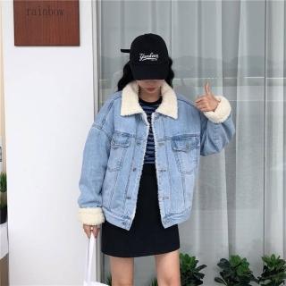 【巴黎精品】現貨+預購 牛仔外套單寧夾克(羊羔毛加厚韓版冬季女外套2色a1ci20)