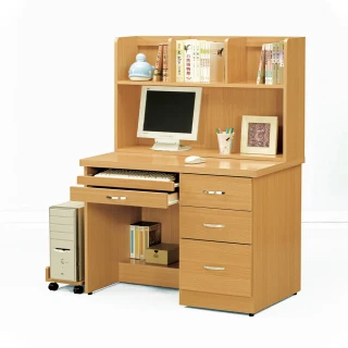 【H&D 東稻家居】3.5尺檜木色電腦桌/TCM-04418(全組)