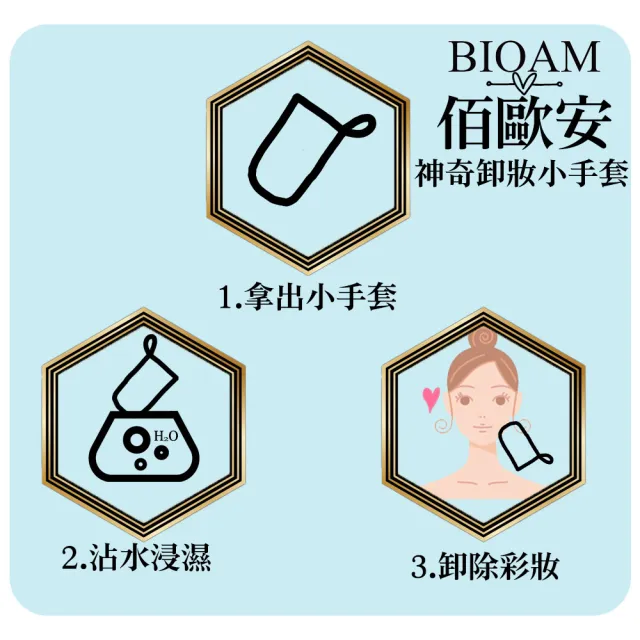 【BIOAM 佰歐安】新神奇卸妝小手套六入組(可水洗卸妝棉/卸妝清潔修容/99狂購)