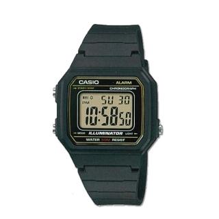【CASIO 卡西歐】復古造型 橡膠錶帶 超亮LED照明 電子錶(W-217H)