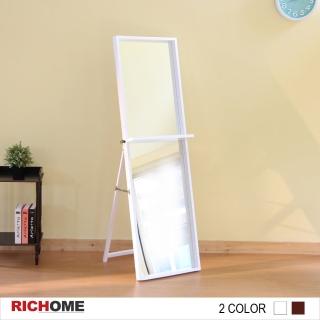 【RICHOME】置物功能全身鏡/立鏡/穿衣鏡/梳妝鏡(臺灣製 松木材質)