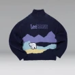 【Lee 官方旗艦】女裝 針織毛衣 高領 北極熊 系列LOGO 海軍藍  季節性版型 / X-LINE 系列(LL220450742)