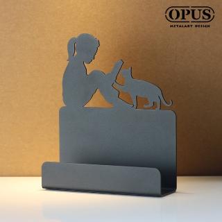 【OPUS東齊金工】歐式鐵藝名片座/高階名片架/名片夾/金屬商務名片盒(CA-gr14B 閱讀女孩 經典黑)