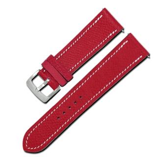 【Watchband】HERMES 愛馬仕-法國進口柔軟簡約質感車線高級替用真皮錶帶(紅色)