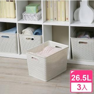 【KEYWAY 聯府】藤蔓風深型收納籃26.5L(3入)