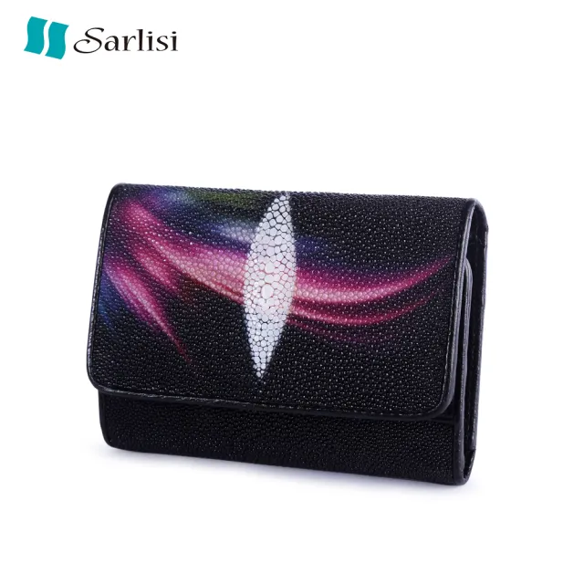 【Sarlisi】泰國原創珍珠魚皮短夾皮夾三折錢包
