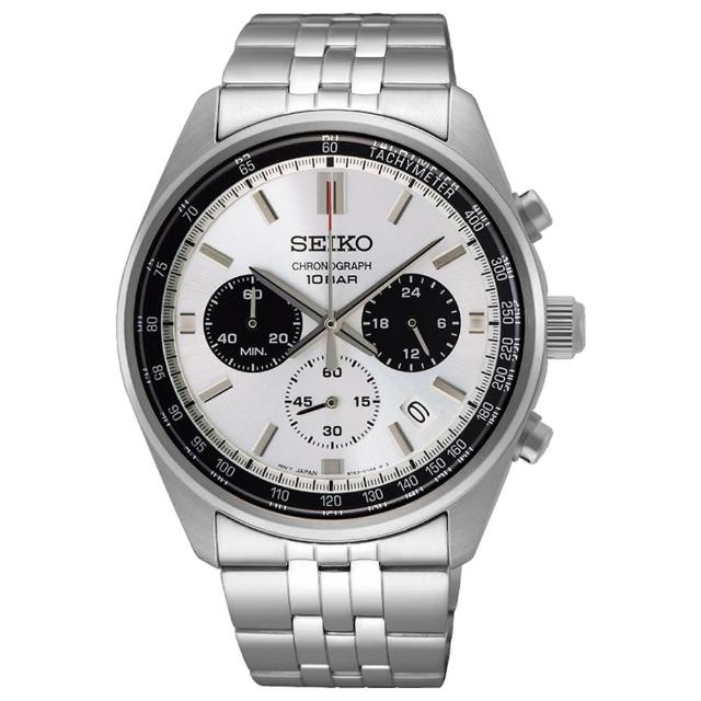 【SEIKO 精工】CS 極速閃電三眼計時男錶-白x銀/41.5mm 雙12限定(SSB425P1/8T63-00W0S)