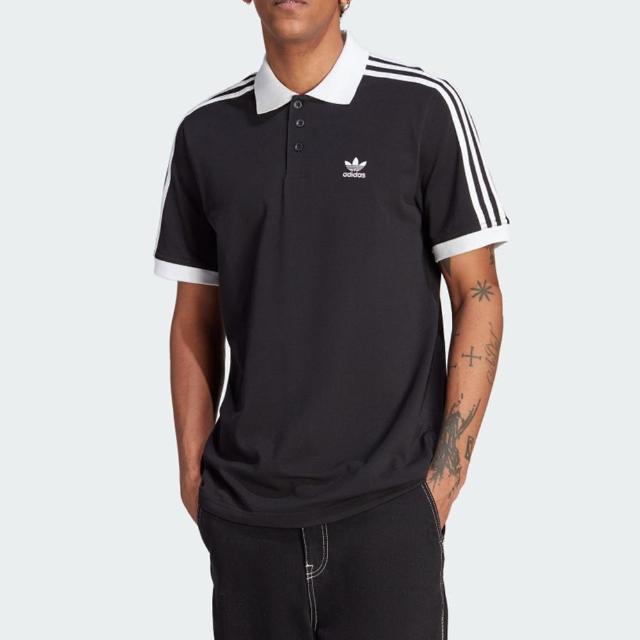 【adidas 愛迪達】上衣 男款 短袖上衣 運動 POLO衫三葉草 亞規 3-STRIPE POLO 黑白 IL2501