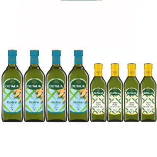 【Olitalia 奧利塔】玄米油1000mlx4瓶(+純橄欖油500mlx4瓶-禮盒組)