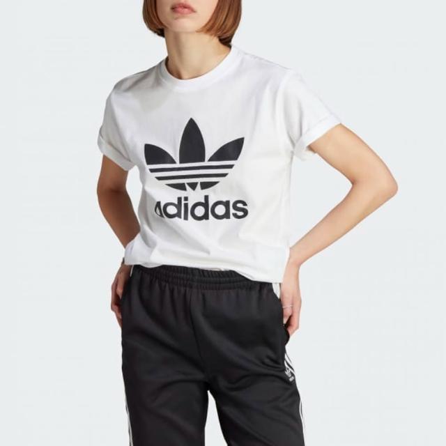 【adidas 愛迪達】TREFOIL TEE 上衣 女 短袖上衣 運動 三葉草 白(IK4036 ★)