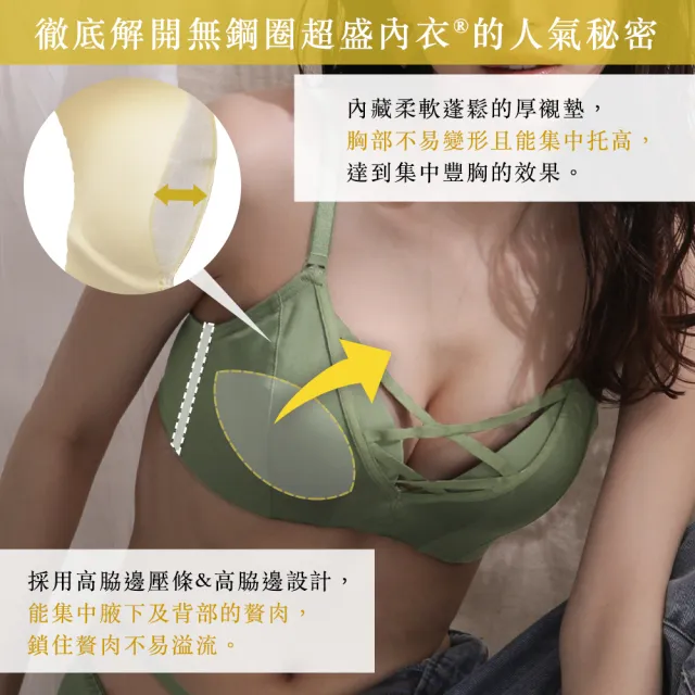 【aimerfeel】單品內衣交叉細繩無鋼圈超盛內衣-卡其色(1100114-KG)