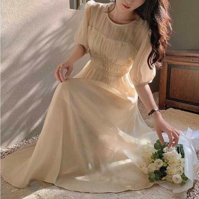 【巴黎精品】現貨+預購 洋裝短袖連身裙(天絲中長版法式修身女裙子a1cc21)