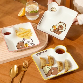 【LINE FRIENDS】熊大兔兔陶瓷分格餐盤餃子盤