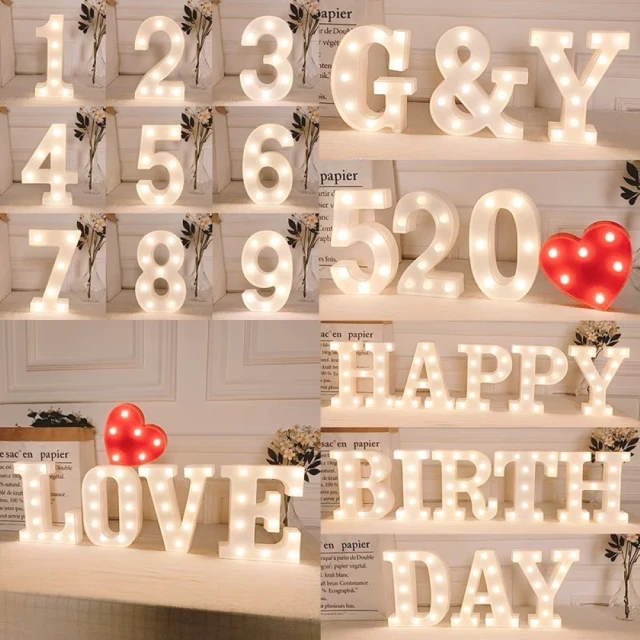 【GIFTME5】字母燈 LED字母燈(字母燈 電池供電 簡單便利 情人節 求婚告白 節日慶祝 生日佈置 婚宴佈置)