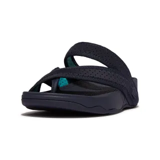 【FitFlop】SLING MENS WATER-RESISTANT PERF TOE-POST SANDALS透氣淺水布夾腳涼鞋-男(午夜藍/大溪地藍)