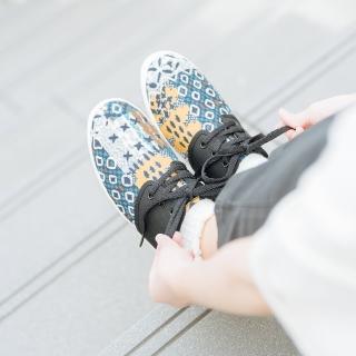 【花見小路】牛津日/冬日織毯(日本花布超厚乳膠/厚底/軟Q/透氣/休閒鞋/棉麻/真皮鞋墊)