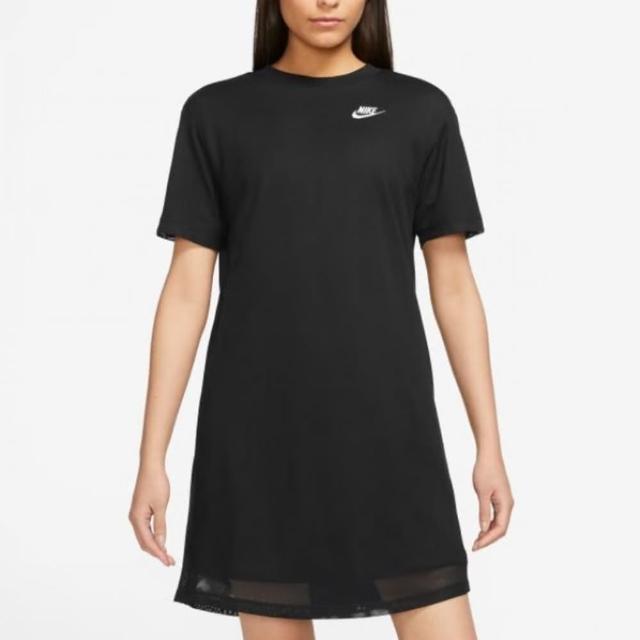 【NIKE 耐吉】上衣 女款 短袖上衣 運動 AS W NSW TEE DRESS DIM SSN 1 C 黑 FB8342-010