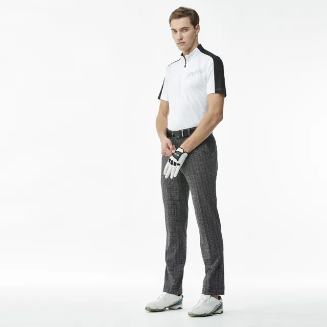 【PING】男款LOGO素面立領運動短袖POLO衫-白(吸濕排汗/抗UV/GOLF/高爾夫球衫/PA23128-87)