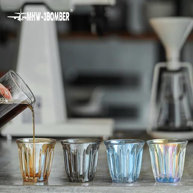 【MHW-3BOMBER】玻璃杯-WRIGHT系列-200ML-電鍍色(豎紋玻璃杯 Dirty咖啡杯拿鐵杯 耐熱高強度)