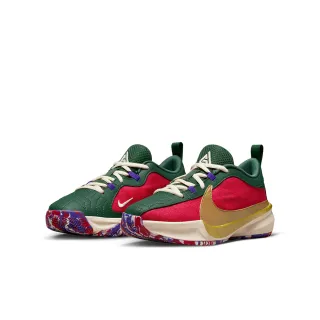 【NIKE 耐吉】籃球鞋 女鞋 大童 運動鞋 包覆 緩震 FREAK 5 GS 紅綠金 DZ4486-600